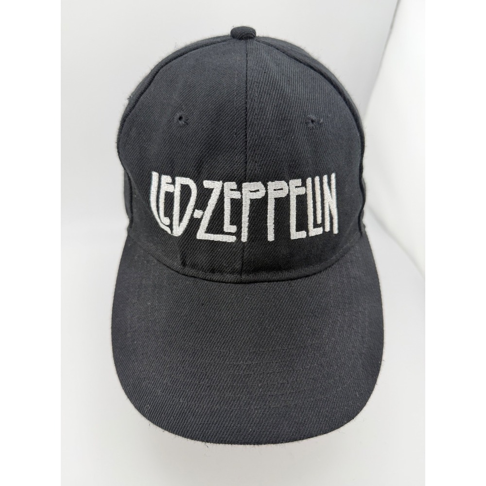 Led Zeppelin Baseball Cap Hat Black White Embroidered Logo Adjustable Rock Band